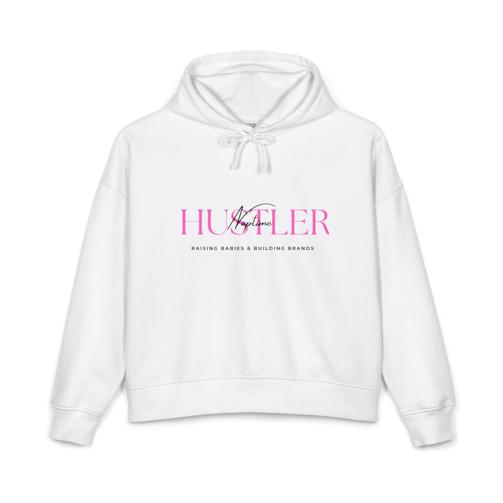 Women's 'Hustler' Organic Hoodie — Pink Script Logo Crop Pullover