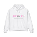 Women's 'Hustler' Organic Hoodie — Pink Script Logo Crop Pullover