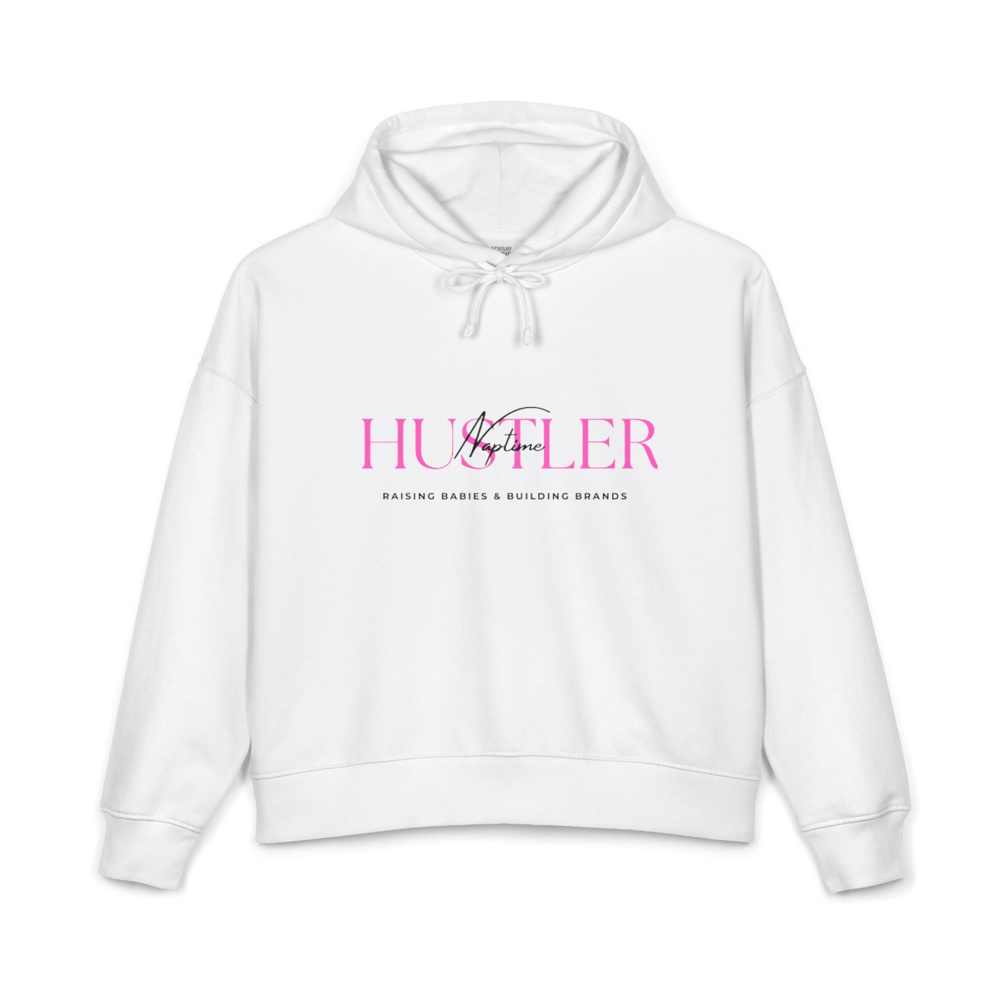 Women's 'Hustler' Organic Hoodie — Pink Script Logo Crop Pullover