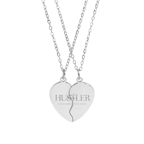 Break Apart Heart Necklace Set — Engravable Best Friend / Couple Pendant