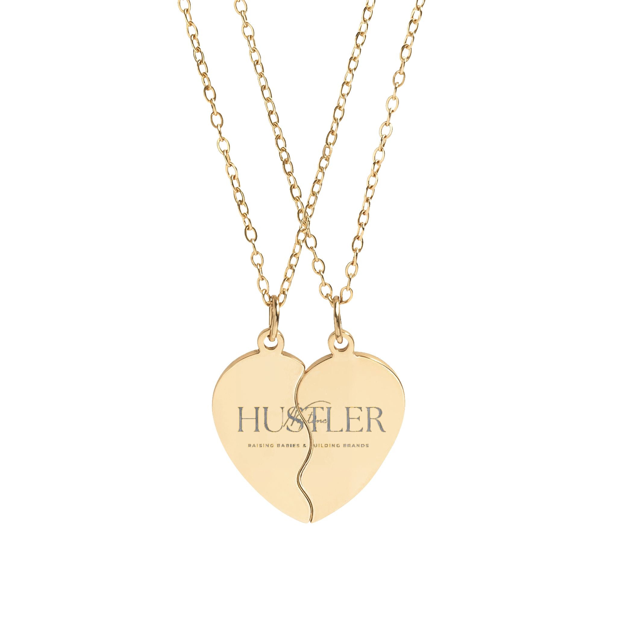 Break Apart Heart Necklace Set — Engravable Best Friend / Couple Pendant