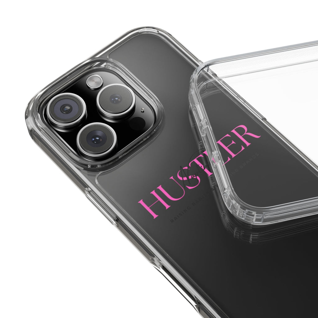 Hustler Clear Phone Case — Feminine Pink Motivational Design