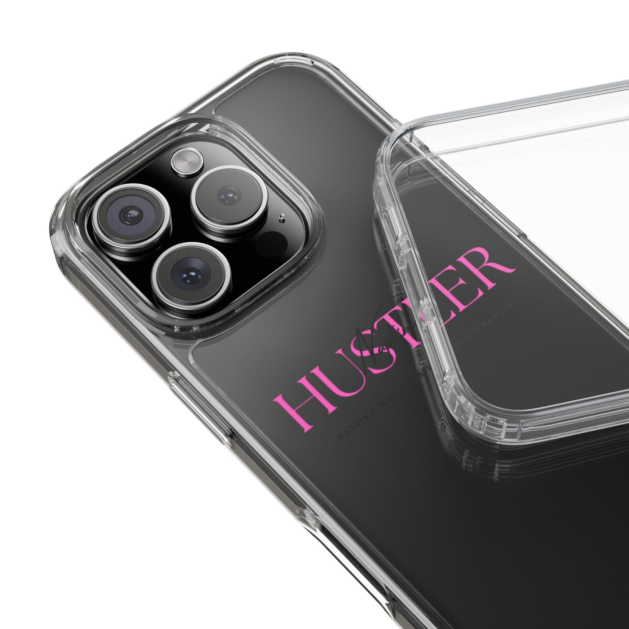 Hustler Clear Phone Case — Feminine Pink Motivational Design